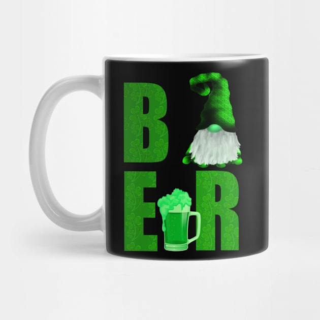 ST PATRICKS DAY GNOME GREEN BEER WITH SHAMROCK TYPOGRAPHY by iskybibblle